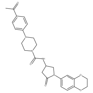 4-(4-acetylphenyl)-N-(1-(2,3-dihydrobenzo[b][1,4]dioxin-6-yl)-5-oxopyrrolidin-3-yl)piperazine-1-carboxamide Structure