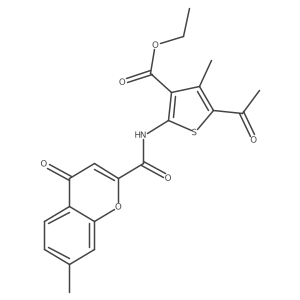 ethyl 5-acetyl-4-methyl-2-{[(7-methyl-4-oxo-4H-chromen-2-yl)carbonyl]amino}thiophene-3-carboxylate Structure