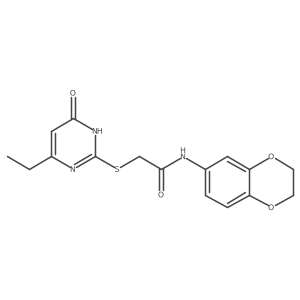 N-(2,3-dihydrobenzo[b][1,4]dioxin-6-yl)-2-((4-ethyl-6-oxo-1,6-dihydropyrimidin-2-yl)thio)acetamide结构式