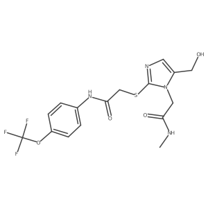 2-((5-(hydroxymethyl)-1-(2-(methylamino)-2-oxoethyl)-1H-imidazol-2-yl)thio)-N-(4-(trifluoromethoxy)phenyl)acetamide结构式