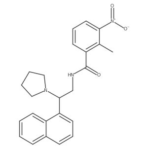 2-methyl-N-(2-(naphthalen-1-yl)-2-(pyrrolidin-1-yl)ethyl)-3-nitrobenzamide结构式
