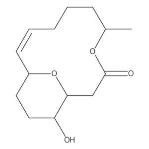 (1S,5S,9E,11R,14S)-14-hydroxy-5-methyl-4,15-dioxabicyclo[9.3.1]pentadec-9-en-3-one结构式