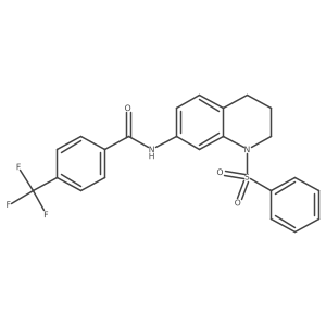 N-(1-(phenylsulfonyl)-1,2,3,4-tetrahydroquinolin-7-yl)-4-(trifluoromethyl)benzamide结构式