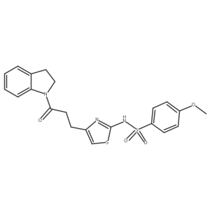 N-(4-(3-(indolin-1-yl)-3-oxopropyl)thiazol-2-yl)-4-methoxybenzenesulfonamide结构式