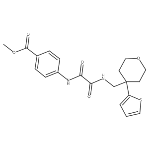 methyl 4-(2-oxo-2-(((4-(thiophen-2-yl)tetrahydro-2H-pyran-4-yl)methyl)amino)acetamido)benzoate结构式