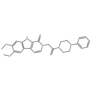 COc1cc2[nH]c3c(=O)n(CC(=O)N4CCN(c5ccccc5)CC4)cnc3c2cc1OC结构式