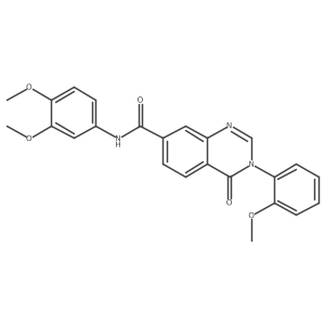 COc1ccc(NC(=O)c2ccc3c(=O)n(-c4ccccc4OC)cnc3c2)cc1OC结构式