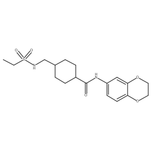 N-(2,3-dihydrobenzo[b][1,4]dioxin-6-yl)-4-(ethylsulfonamidomethyl)cyclohexanecarboxamide结构式