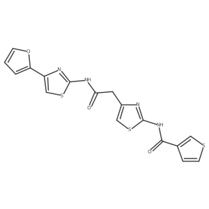 N-(4-(2-((4-(furan-2-yl)thiazol-2-yl)amino)-2-oxoethyl)thiazol-2-yl)thiophene-3-carboxamide结构式