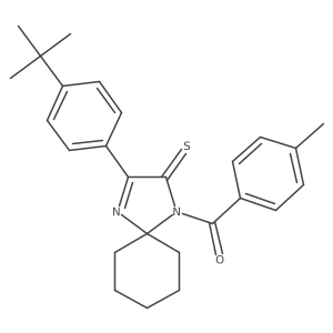 3-(4-Tert-butylphenyl)-1-(4-methylbenzoyl)-1,4-diazaspiro[4.5]dec-3-ene-2-thione结构式