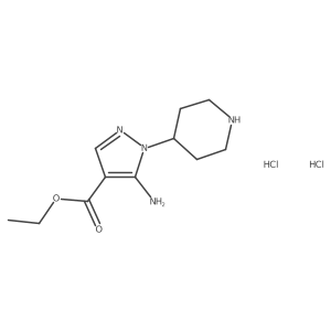 ethyl 3-imino-2-(piperidin-4-yl)-2,3-dihydro-1H-pyrazole-4-carboxylate dihydrochloride结构式