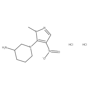 (R)-1-(1-Methyl-4-nitro-1H-pyrazol-5-yl)piperidin-3-amine dihydrochloride结构式