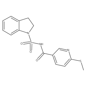 N-(2,3-Dihydroindol-1-ylsulfonyl)-6-methylsulfanylpyridine-3-carboxamide结构式