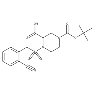 4-(Tert-butoxycarbonyl)-1-((2-cyanobenzyl)sulfonyl)piperazine-2-carboxylic acid结构式