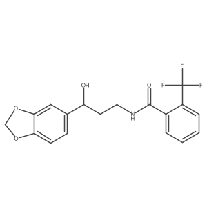 N-(3-(benzo[d][1,3]dioxol-5-yl)-3-hydroxypropyl)-2-(trifluoromethyl)benzamide结构式