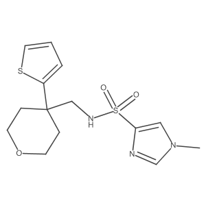 1-methyl-N-((4-(thiophen-2-yl)tetrahydro-2H-pyran-4-yl)methyl)-1H-imidazole-4-sulfonamide Structure