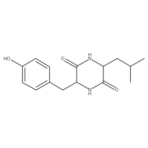 (3S,6S)-3-[(4-hydroxyphenyl)methyl]-6-(2-methylpropyl)piperazine-2,5-dione Structure