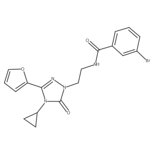 3-bromo-N-(2-(4-cyclopropyl-3-(furan-2-yl)-5-oxo-4,5-dihydro-1H-1,2,4-triazol-1-yl)ethyl)benzamide结构式