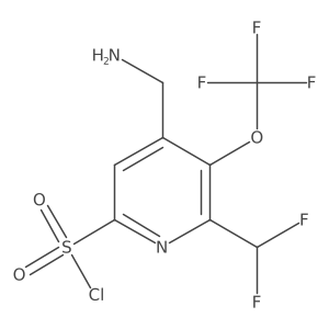 4-(Aminomethyl)-6-(difluoromethyl)-5-(trifluoromethoxy)pyridine-2-sulfonyl chloride Structure