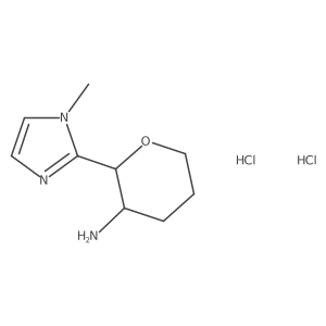 rac-(2R,3R)-2-(1-methyl-1H-imidazol-2-yl)oxan-3-amine dihydrochloride, trans结构式