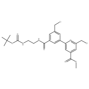 Methyl 4'-((2-((tert-butoxycarbonyl)amino)ethyl)carbamoyl)-6,6'-bis(chloromethyl)-[2,2'-bipyridine]-4-carboxylate结构式
