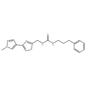 1-((3-(1-methyl-1H-pyrazol-4-yl)-1,2,4-oxadiazol-5-yl)methyl)-3-(3-phenylpropyl)urea Structure