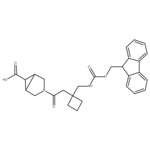 (1R,5S)-3-(2-{1-[({[(9H-fluoren-9-yl)methoxy]carbonyl}amino)methyl]cyclobutyl}acetyl)-3-azabicyclo[3.1.0]hexane-6-carboxylic acid结构式