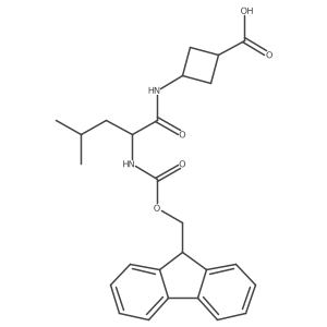 (1rs,3rs)-3-[(2S)-2-({[(9H-fluoren-9-yl)methoxy]carbonyl}amino)-4-methylpentanamido]cyclobutane-1-carboxylic acid Structure