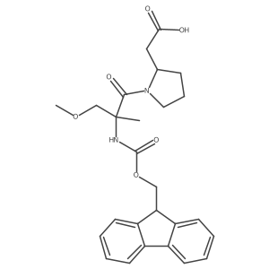 2-[(2S)-1-[2-({[(9H-fluoren-9-yl)methoxy]carbonyl}amino)-3-methoxy-2-methylpropanoyl]pyrrolidin-2-yl]acetic acid Structure
