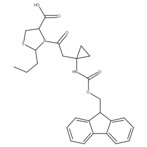 3-{2-[1-({[(9H-fluoren-9-yl)methoxy]carbonyl}amino)cyclopropyl]acetyl}-2-propyl-1,3-thiazolidine-4-carboxylic acid结构式