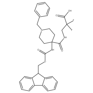 3-{[1-benzyl-4-({[(9H-fluoren-9-yl)methoxy]carbonyl}amino)piperidin-4-yl]formamido}-2,2-difluoropropanoic acid Structure