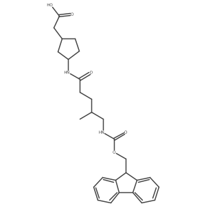 rac-2-[(1R,3S)-3-[5-({[(9H-fluoren-9-yl)methoxy]carbonyl}amino)-4-methylpentanamido]cyclopentyl]acetic acid结构式