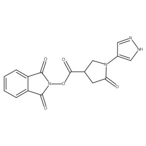 1,3-dioxo-2,3-dihydro-1H-isoindol-2-yl 5-oxo-1-(1H-pyrazol-4-yl)pyrrolidine-3-carboxylate结构式