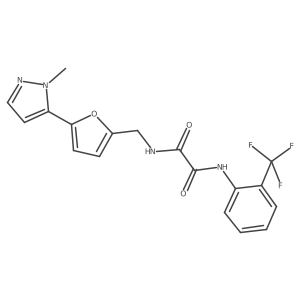 N-{[5-(1-methyl-1H-pyrazol-5-yl)furan-2-yl]methyl}-N'-[2-(trifluoromethyl)phenyl]ethanediamide结构式