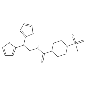N-[2,2-bis(furan-2-yl)ethyl]-1-methanesulfonylpiperidine-4-carboxamide Structure