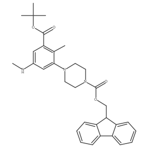 (9H-fluoren-9-yl)methyl 4-{3-[(tert-butoxy)carbonyl]-2-methyl-5-(methylamino)phenyl}piperazine-1-carboxylate Structure