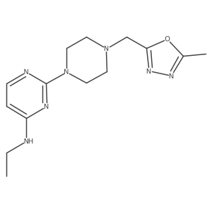 N-ethyl-2-{4-[(5-methyl-1,3,4-oxadiazol-2-yl)methyl]piperazin-1-yl}pyrimidin-4-amine结构式