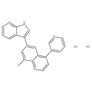 8-fluoro-4-(pyridin-3-yl)-6-{1H-pyrrolo[2,3-b]pyridin-3-yl}quinoline dihydrochloride Structure