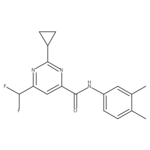 2-cyclopropyl-6-(difluoromethyl)-N-(3,4-dimethylphenyl)pyrimidine-4-carboxamide结构式