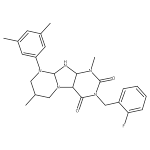 9-(3,5-dimethylphenyl)-3-[(2-fluorophenyl)methyl]-1,7-dimethyl-6,7,8,9a,10,10a-hexahydro-4aH-purino[7,8-a]pyrimidine-2,4-dione结构式