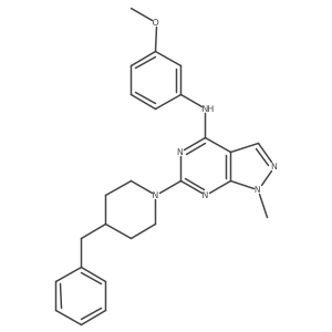 6-(4-benzylpiperidin-1-yl)-N-(3-methoxyphenyl)-1-methyl-1H-pyrazolo[3,4-d]pyrimidin-4-amine结构式