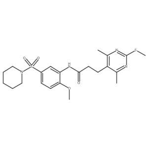3-(4,6-dimethyl-2-methylsulfanylpyrimidin-5-yl)-N-(2-methoxy-5-piperidin-1-ylsulfonylphenyl)propanamide结构式