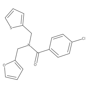 4-chloro-N-(furan-2-ylmethyl)-N-(thiophen-2-ylmethyl)benzamide Structure