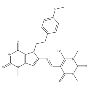 5-(2-(7-(4-methoxyphenethyl)-3-methyl-2,6-dioxo-2,3,6,7-tetrahydro-1H-purin-8-yl)hydrazono)-1,3-dimethylpyrimidine-2,4,6(1H,3H,5H)-trione结构式