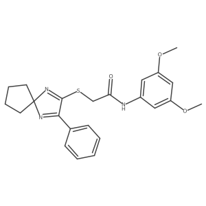 N-(3,5-dimethoxyphenyl)-2-((3-phenyl-1,4-diazaspiro[4.4]nona-1,3-dien-2-yl)thio)acetamide Structure