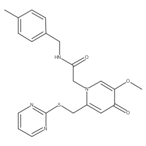 2-(5-methoxy-4-oxo-2-((pyrimidin-2-ylthio)methyl)pyridin-1(4H)-yl)-N-(4-methylbenzyl)acetamide结构式