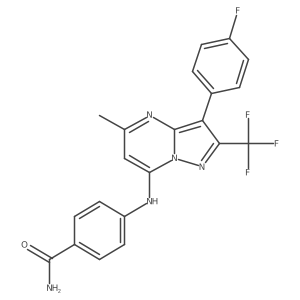 4-{[3-(4-Fluorophenyl)-5-methyl-2-(trifluoromethyl)pyrazolo[1,5-a]pyrimidin-7-yl]amino}benzamide Structure