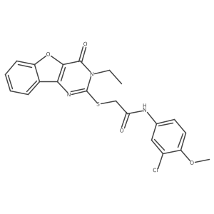 N-(3-chloro-4-methoxyphenyl)-2-[(3-ethyl-4-oxo-3,4-dihydro[1]benzofuro[3,2-d]pyrimidin-2-yl)sulfanyl]acetamide结构式