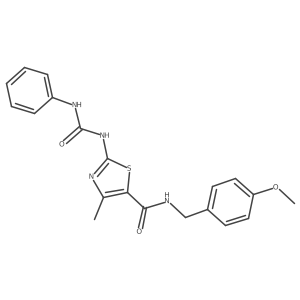N-(4-methoxybenzyl)-4-methyl-2-(3-phenylureido)thiazole-5-carboxamide结构式