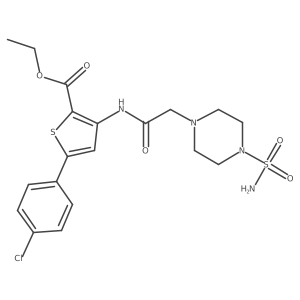 Ethyl 3-[[2-[4-(aminosulfonyl)-1-piperazinyl]acetyl]amino]-5-(4-chlorophenyl)-2-thiophenecarboxylate结构式